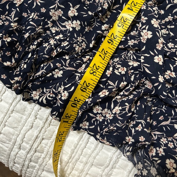 Navy Blue Floral Print Tiered Mini Dress - Picture 9 of 10